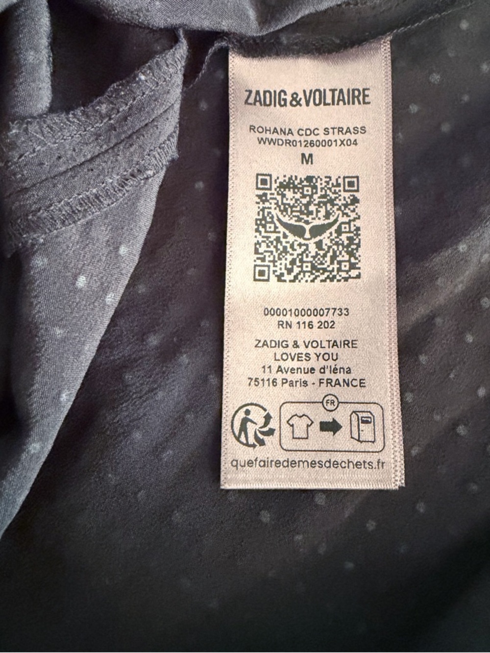 Zadig & Voltaire Rohana Diamanté Silk Black Mini Dress Sz M MSRP $858 NWT - Picture 7 of 9